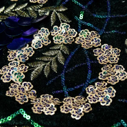 Wholesale Circular Flower Fashion Lace Trim, Elegant Mesh Sequin Fabric