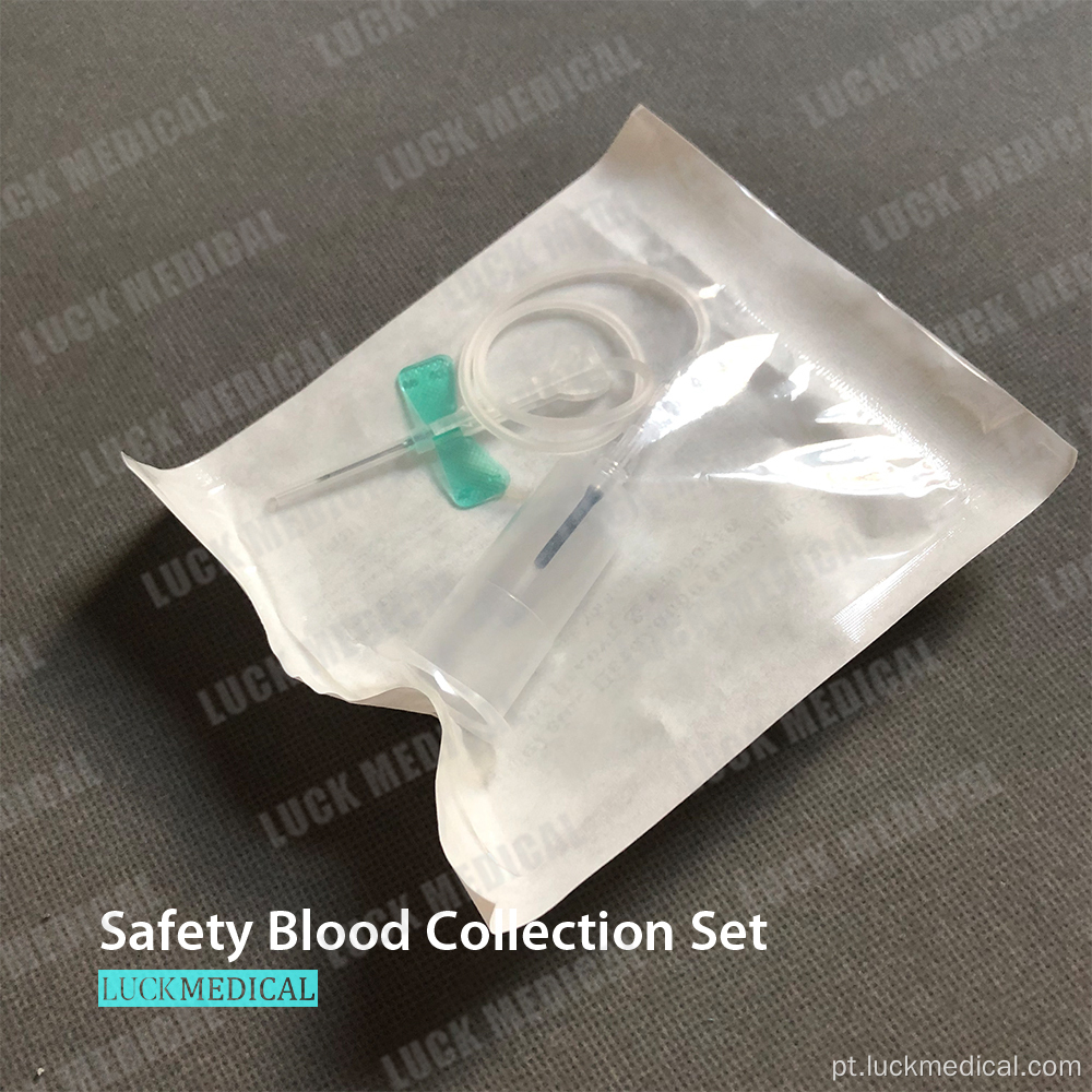 Conjunto de coleta de sangue de segurança descartável e suporte