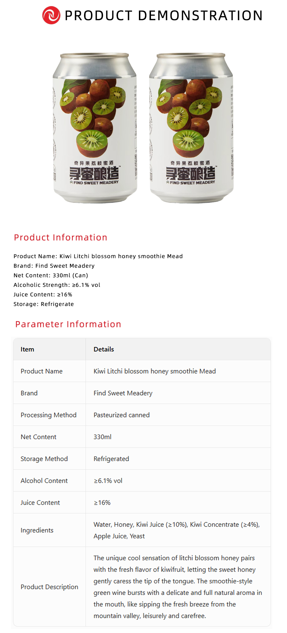 Kiwi Litchi blossom honey smoothie Mead X