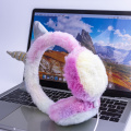 Trendy lindo unicornio niños encantadores auriculares de invierno de pelaje de lujoso
