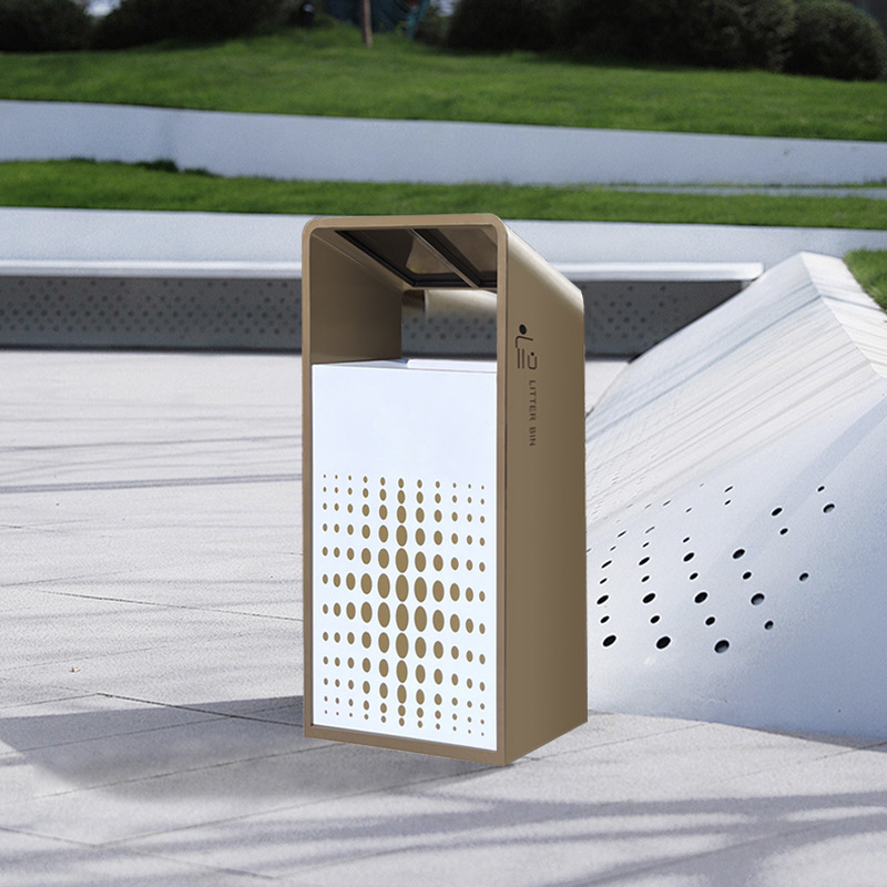 Durable Zinc-Plated Outdoor Trash Can for Public and Residential Use
