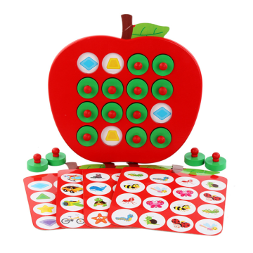 Montessori Apple-Shaped Wooden Chess Board Games for Concentration and Logical Thinking Training