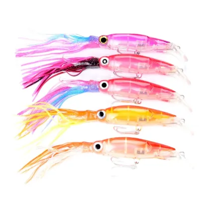 Reflective Shrimp and Squid Hook Set: 14cm/40g Bun Squid Hooks with Skirt