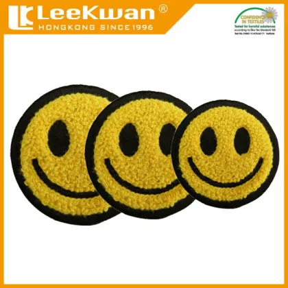 Smile yellow face chenille patch, emoji chenille patch, chenille smiley patch