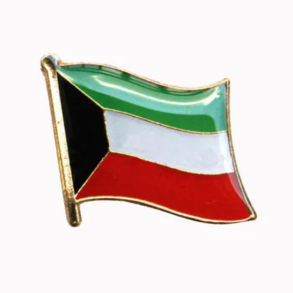 Kuwait Flag Heart With Angel Wings Pins Brooch