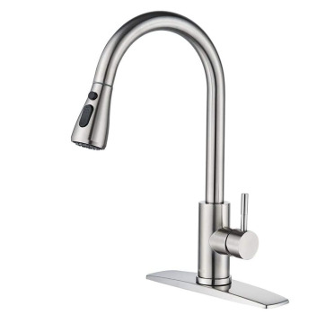 Stainless Steel Pull Out Kitchen Sink Faucet with Brushed Nickel Finish and Pull Down Sprayer