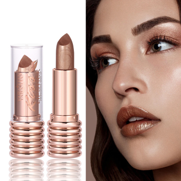 Nude Lipstick with Metallic 3D Shine - Vegan, Hydrating, Full Coverage