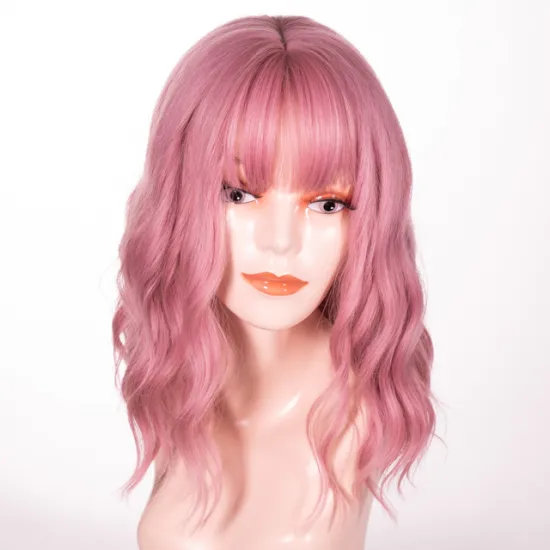 2021 Wholesale Price Straight Curly Wigs with Lace Frontal Pink Synthetic Wigs For Black women