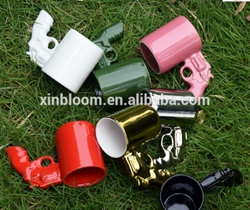 creative mini two-piece suit hand-gun model pistol ceramic mug with various colors