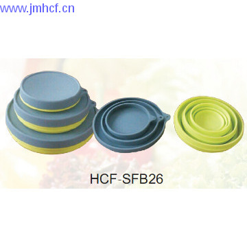 Colourful Silicone bowl with cover one set in 3pcs