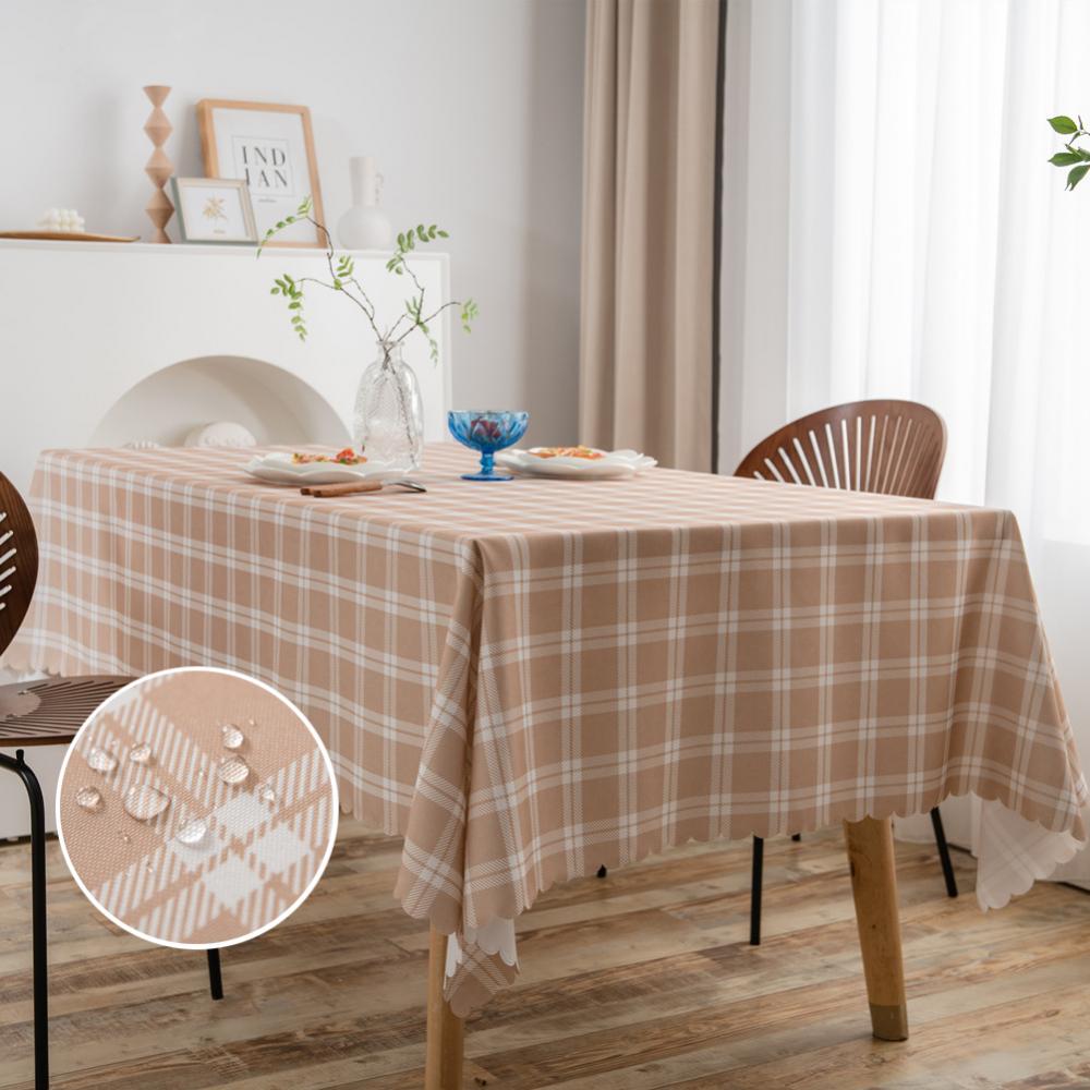 Waterproof Anti Wrinkle Gingham Tablecloth for Coffee Table