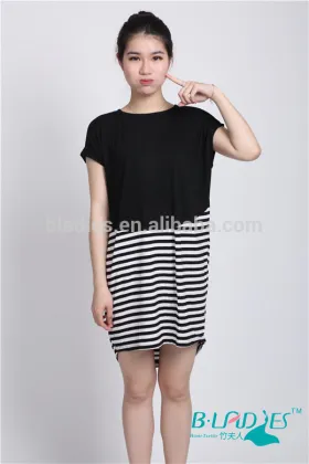 Bamboo fiber T-shirt Lady's Retro Stripes maternity dress