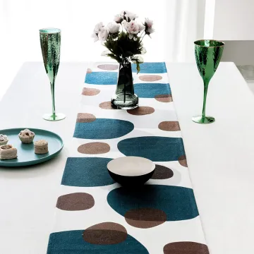 DUNXDECO Table Runner Long Table Cover Fabric Dinner Party Tabelcloth Modern Art Industry Style Geometric Dark Color Fabric
