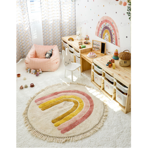 Детский ковер с радужным циркулярным ковром