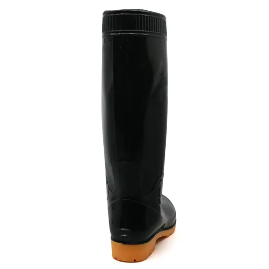 Cheap black non safety pvc rain boots