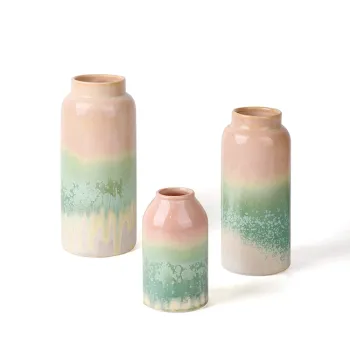 K&B China Factory: Gradient White Ceramic Flower Vases with Reactive Glaze - Nordic Style Large and Small Porcelain Vases