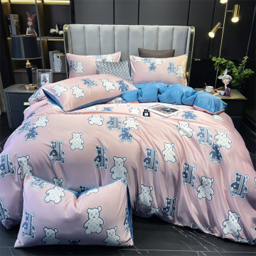 Natural printed washed mocro tencel bedding bedding queen