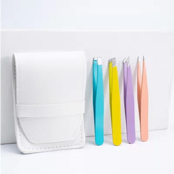 Stainless Steel Diamond Grip Eyelash Tweezers with Nude Colour Coating and Silver Tip