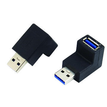 USB3.0 Black A Male to A Female Adapter 90 with CE and RoHS Marks