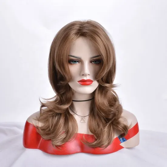 New Style Brown Wavy Wig for Women Natural Curly Medium Length Wigs