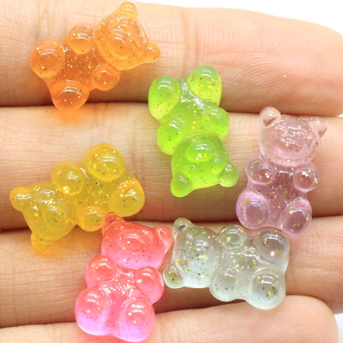 Wholesale Kawaii Gummy Bear Resin Charms Flat Back Cabochon Beads Cute Animal DIY Home Ornament Jewelry  Necklace Making