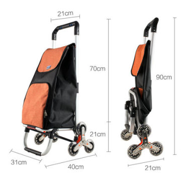 Waterproof Heavy Duty Foldable Rubber Tri-Wheel Shopping Cart for Stairs