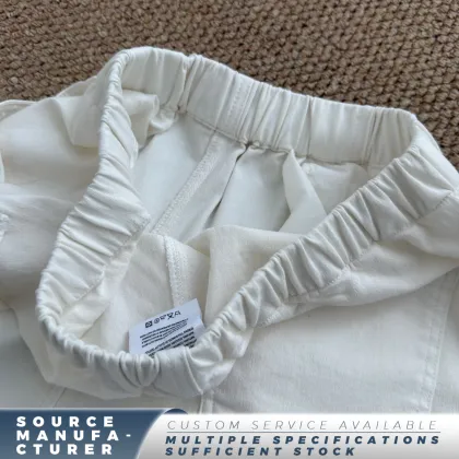 Casual Off White Five-Point Denim Shorts for Women