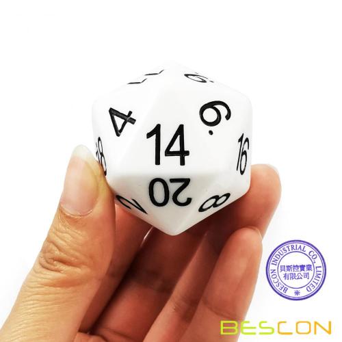 Bescon Jumbo D20 38MM, Большой размер, 20 сторон, кубик, сплошной белый, большой 20 граней, куб 1,5 дюйма