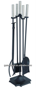 5-pcs fireplace tools set,nickel & black