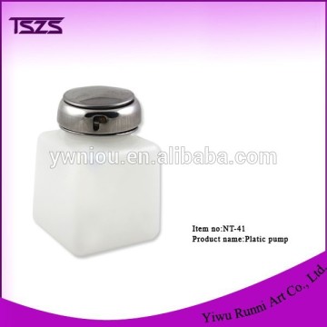NT-41professional Empty Plastic Nail Liquid Dispenser Stainless Steel Pump 4oz