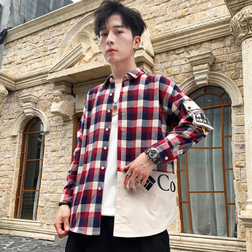 Men's casual plaid shirt