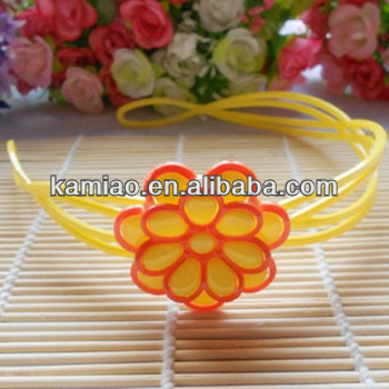 2014 decorative girls fashion orange flower bulk plastic headbands