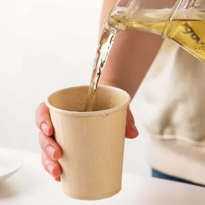 80PCS Eco-friendly Disposable Cup Bamboo Fiber Insulated Paper Cups Sanitary Coffee Tea Cup Anti Scalding Dixie Cup for Milk