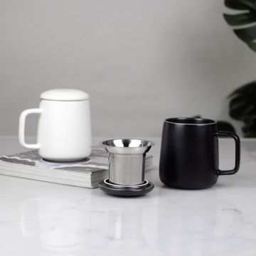 Ceramic Tea Cup with Lid and Infuser - 600ml/20oz - Perfect for Office and Home