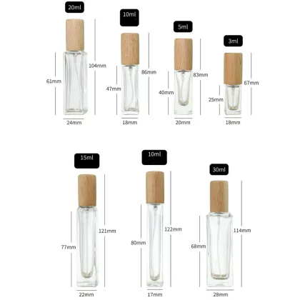 Perfume Atomizer with Wood Cover Portable Fragrance Bottle