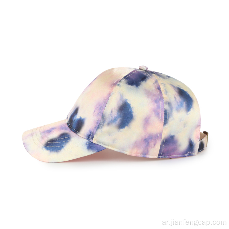 قبعة بيسبول ساتان صبغ ملونة بربطة عنق ملونة
