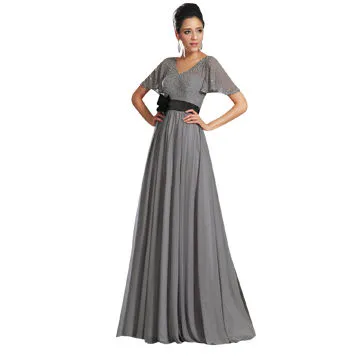 Evening dresses, full length, short sleeves, chiffon