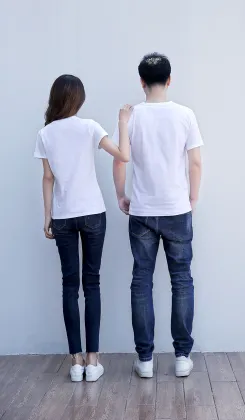 Fine cotton V collar short sleeves