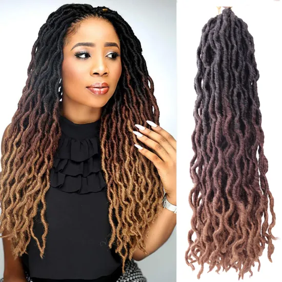 wholesale Goddess Locs Ombre Gypsy locs Crochet Hair Curly Faux Locs African Dreadlocs Hair Extensions  synthetic hair Bulk