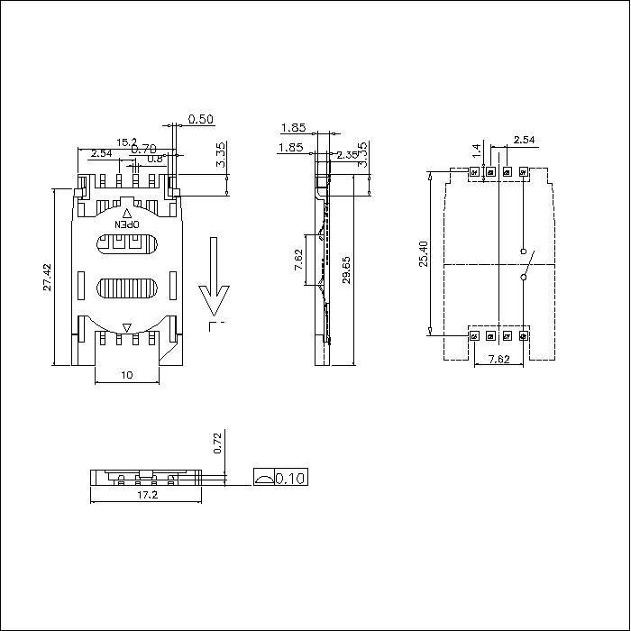 SIM CARD 8PIN 2.35mm height shell plastic with switch connector ATK-SIM6X235A030