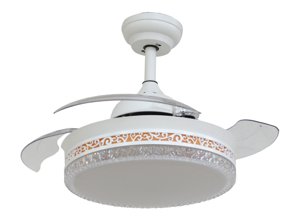 Modern Retractable White Ceiling Fan with LED Light