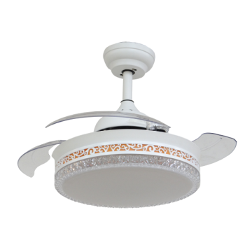 Ventilateur de plafond blanc rétractable moderne avec lumière LED