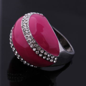 Xld-255 mode vitalitet Sterling Silver Ring med mode kristall Ring med stor röd sten Ring