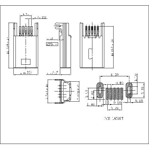 NUMM01-XXXXX (1)MINI USB 5P M SMT WITH FORK TYPE 