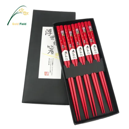 Red Durable Lucky Cat Wood Chopsticks