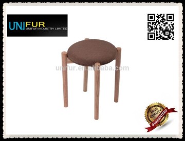 Upholstererd round stool with wood feet for laboratory and restaurant