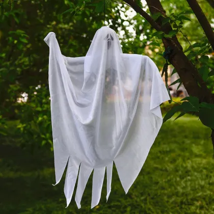 Cross-Border Halloween Decorations: White Scream Ghost Pendant and Small Ghost Horror Layout Prop