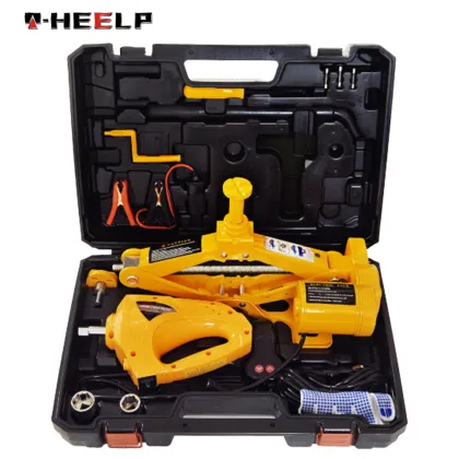 E-HEELP 12V Car Electric Hydraulic Car Jack Car Jacks Impact Wrench Tool Built-in Flash LED Light for Emergency Tire Repair