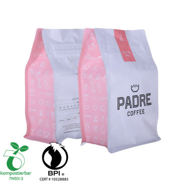 Gorąca sprzedaż biodegradowalna torba na kawę z kwadratowym dnem z zamkiem błyskawicznym i zaworem