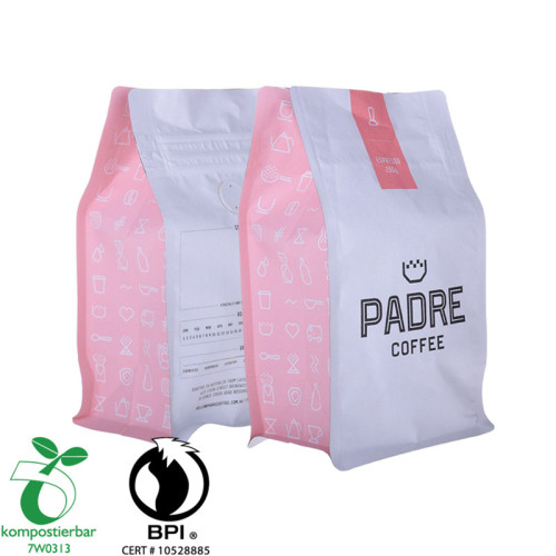 Bolsa de café de fondo cuadrado biodedradable de venta caliente con cremallera y válvula